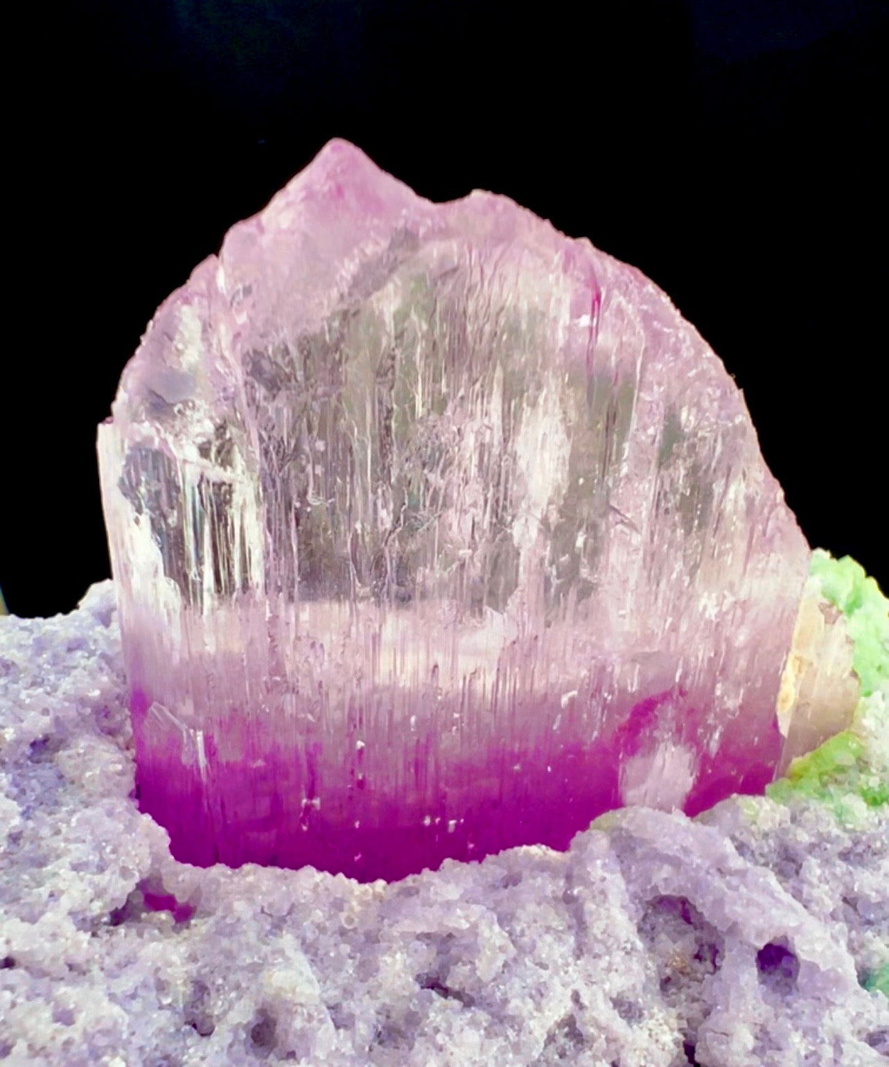 Pink Kunzite with Green Tourmalines on Lepidolite from Afghanistan, 749 gram