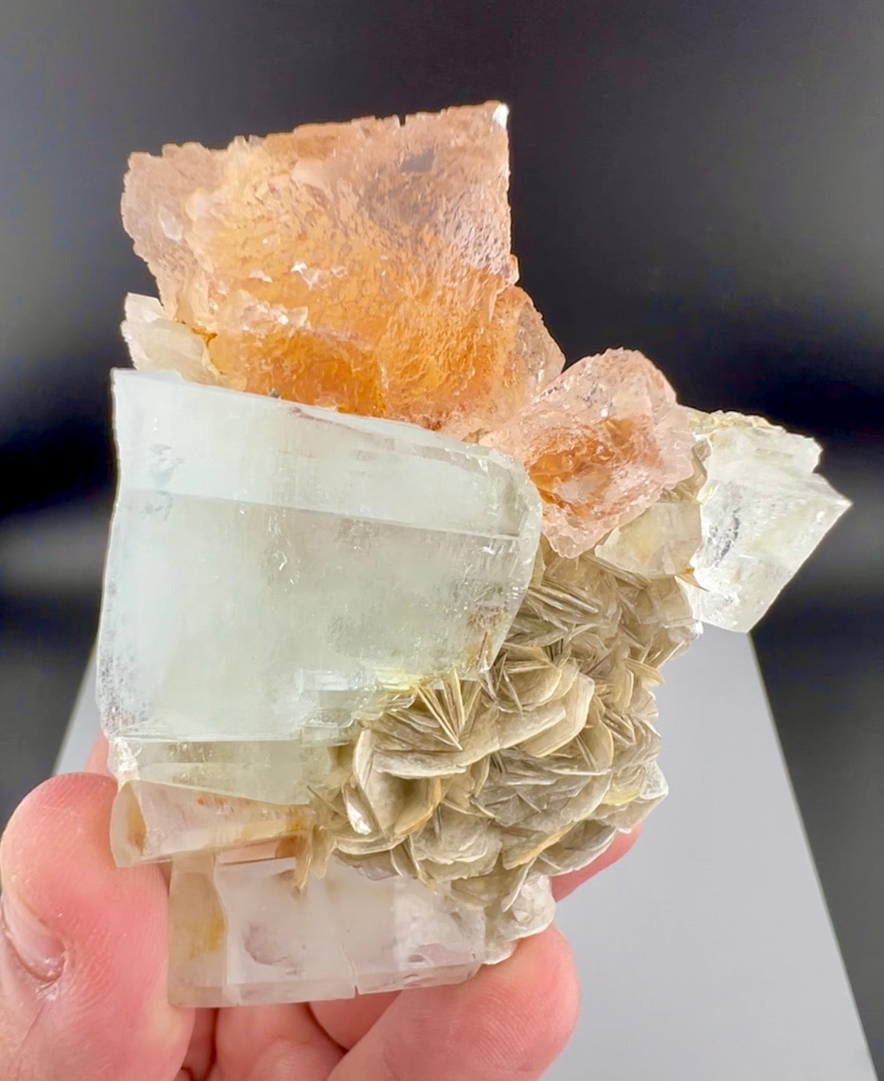 Pink Fluorite with Aquamarine and Mica from Pakistan, 159 gram