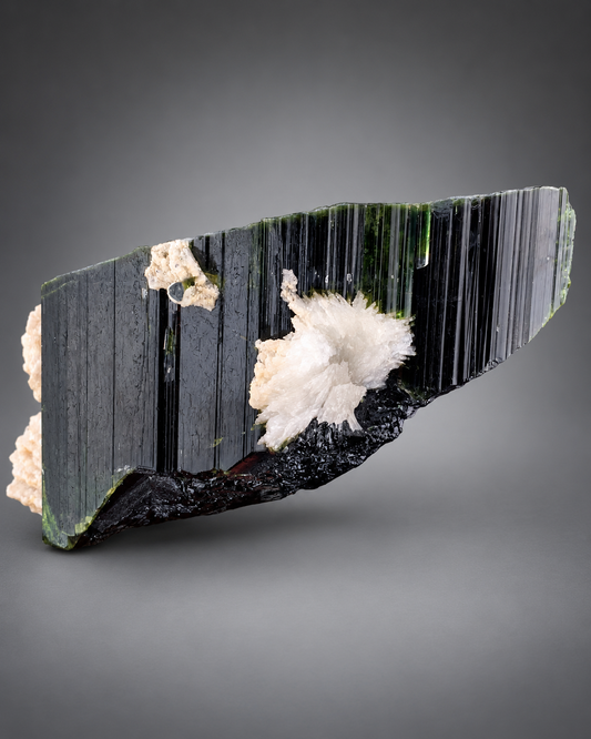 Green Cap Tourmaline Crystal with Albite from Pakistan - 495 Grams