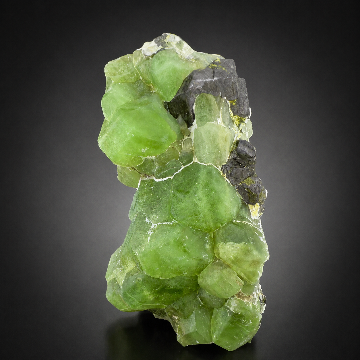 Green Peridot Crystals With Magnetite From Pakistan - 97 Grams