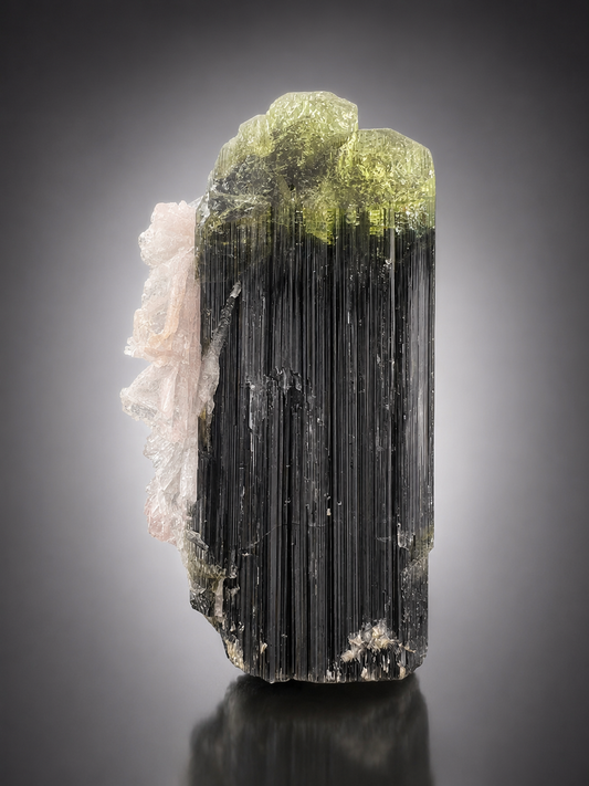 Green Cap Tourmaline Crystal with Albite from Pakistan - 27 Grams