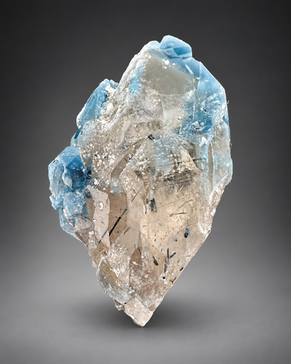 Indicolite Blue Quartz Crystal With Schorl Tourmaline From Afghanistan - 57 Grams