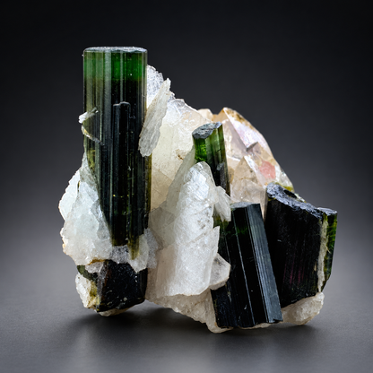 Green Cap Tourmaline Crystal With Albite And Quartz From Afghanistan - 21 Grams