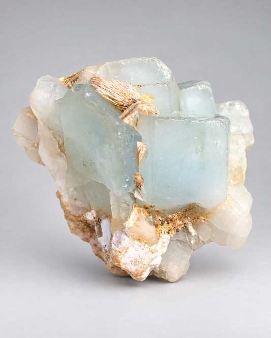 Blue Aquamarine Crystals on Matrix From Pakistan - 75 Grams