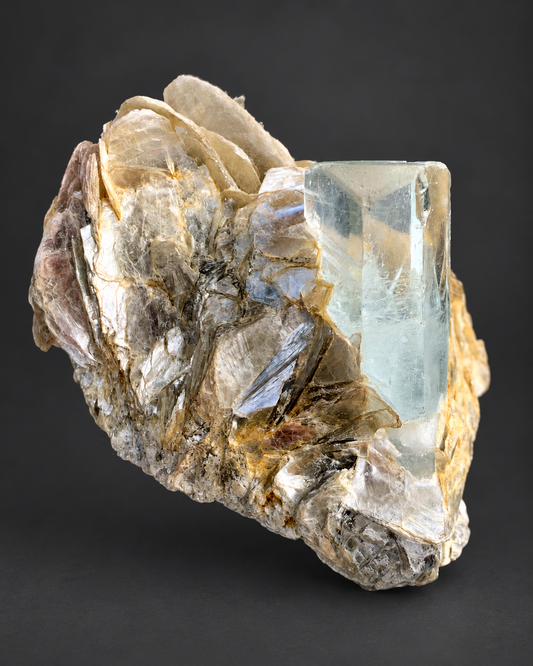 Aquamarine Crystal With Mica on Matrix From Pakistan - 63 Grams