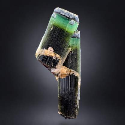 Green Cap Tourmaline Crystal with Albite from Pakistan - 13 Grams