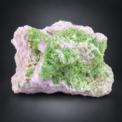 Pink Kunzite Crystal With Green Tourmaline on Matrix from Afghanistan - 495 Grams