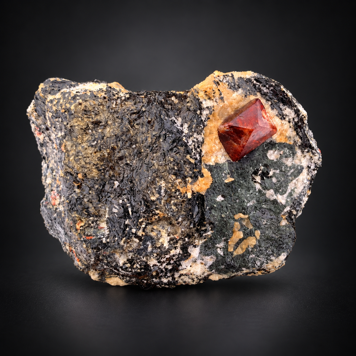 Red Zircon Crystals On Matrix From Pakistan- 248 Grams