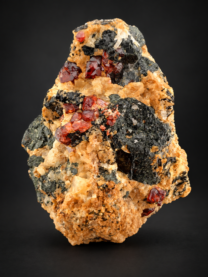 Red Zircon Crystals On Matrix From Pakistan- 84 Grams