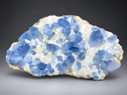 Blue Celestine Crystals On Yellow Calcite From Afghanistan - 460 Grams