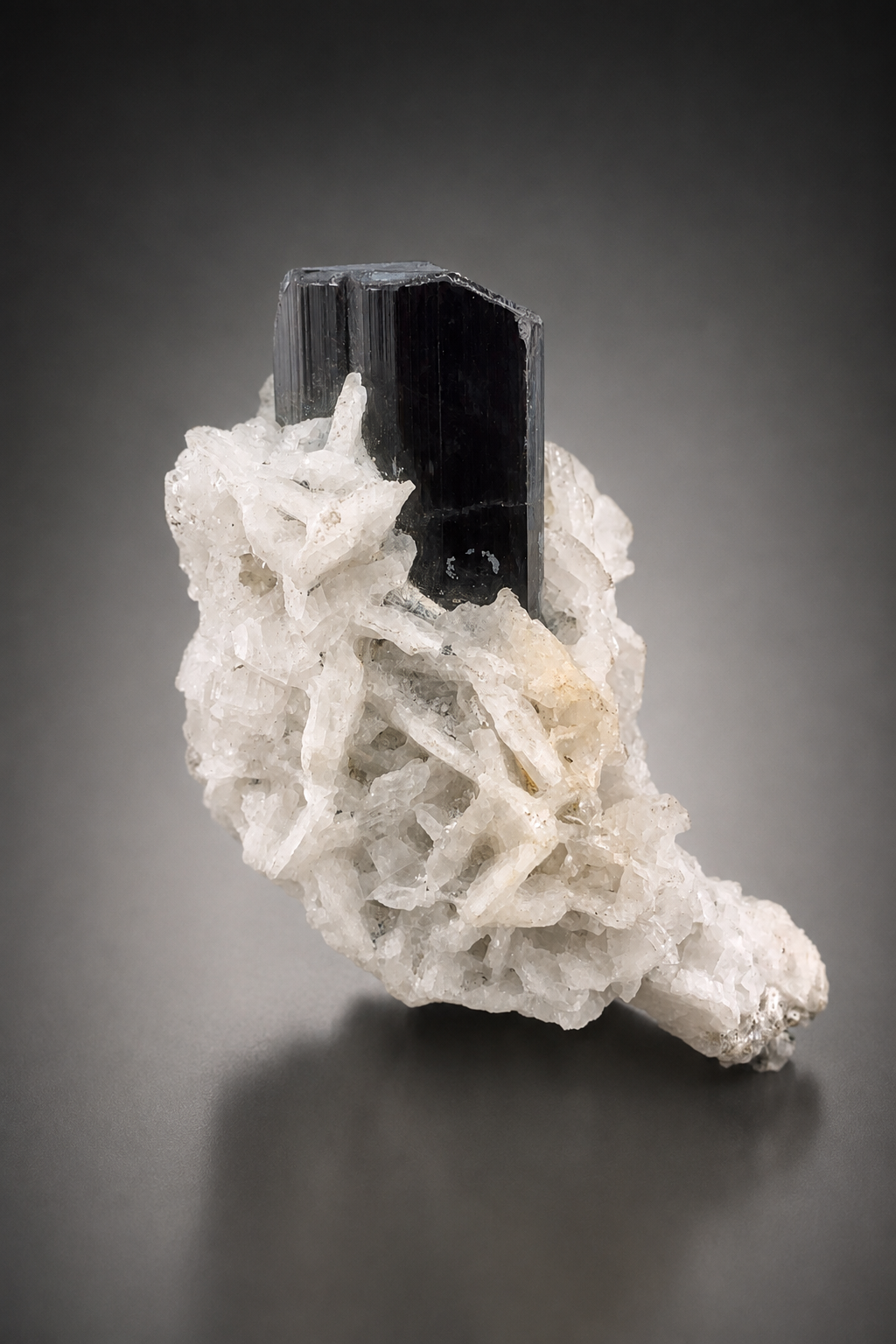 Schorl Black Tourmaline Crystal With Albite From Pakistan - 56 Grams