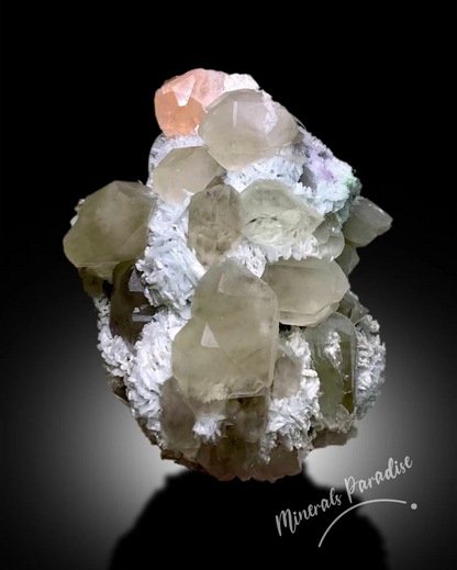 Peach Morganite crystal on Cleavelandite Albite matrix
Morganite crystal with Quartz and Tourmaline specimen