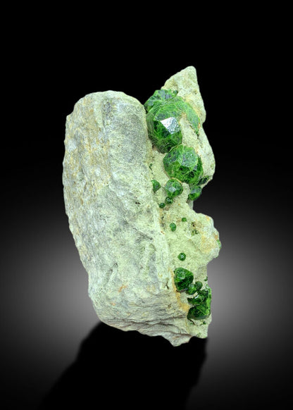 Lush green Demantoid Garnet display mineral specimen
Collector grade Demantoid Garnet crystal cluster