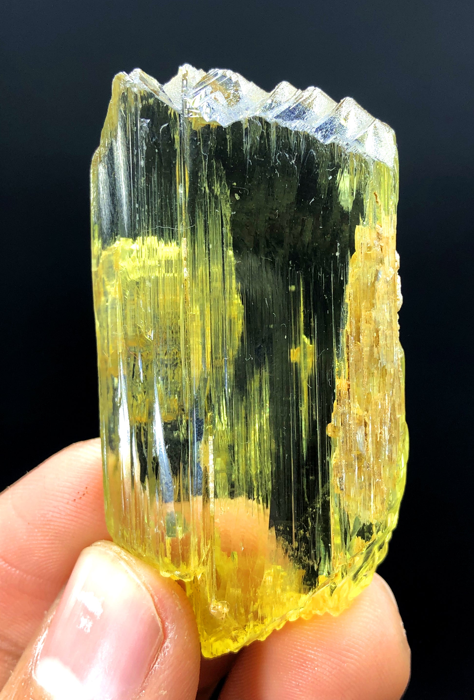 Collector grade triphane specimen from Afghanistan
Triphane crystal lighting and transparency detail