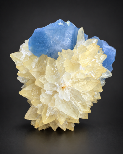 Blue Celestine Crystal on Yellow Calcite From Afghanistan - 170 Grams