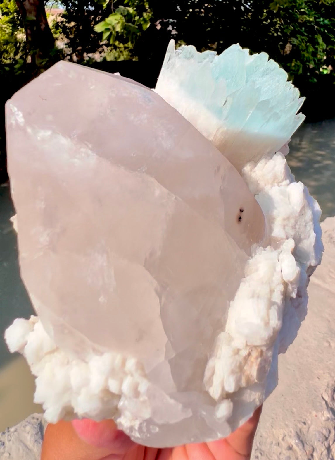 AquaMorganite crystal with Quartz and Albite from Pakistan, 1465 grams
