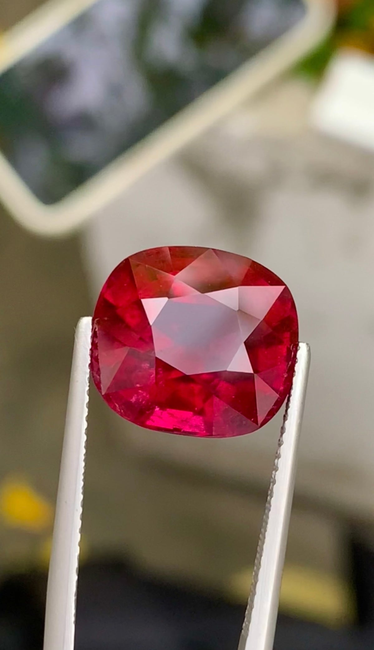 Neon Red Rubellite Tourmaline Gemstone, 11.81 ct