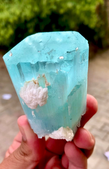 Aquamarine Crystal with Albite, Aquamarine Specimen from Pakistan, 233 gram