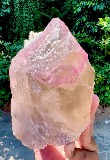 Crystallized Rose Quartz with Tourmaline on Smoky Quartz from Afghanistan, 1830 gram