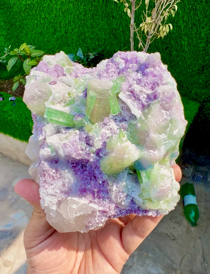 Watermelon Tourmaline Crystals with Lepidolite and Quartz from Paprok, 1300 gram
