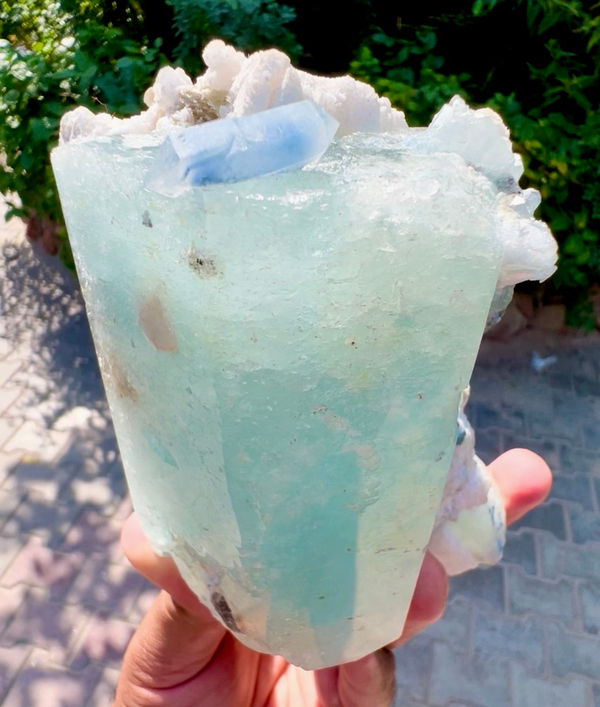 Aquamarine with Blue Indicolite Quartz and Albite from Afghanistan, 1277 gram