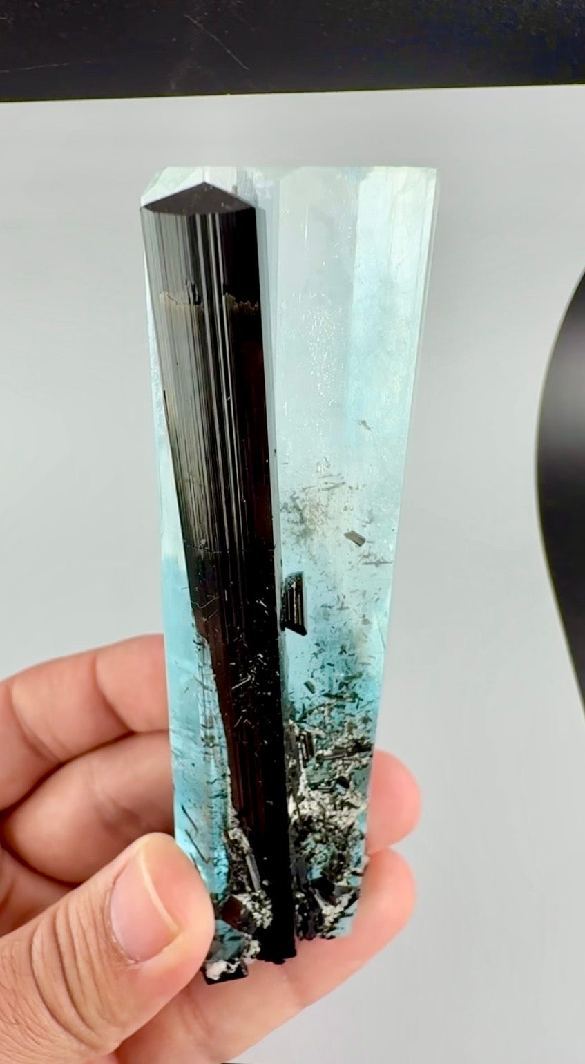 Aquamarine Crystal with Schorl from Pakistan, 160 Gram