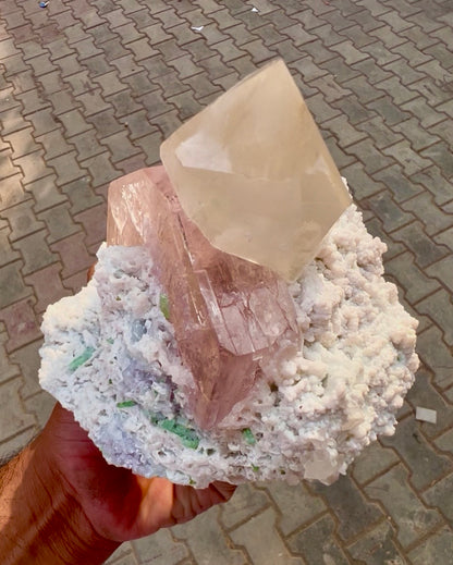 Morganite with Tourmalines, Quartz and Albite from Afghanistan, 1412 gram