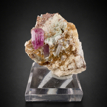 Natural Hot Pink Topaz Crystal on Matrix from Katlang Pakistan,110 gram