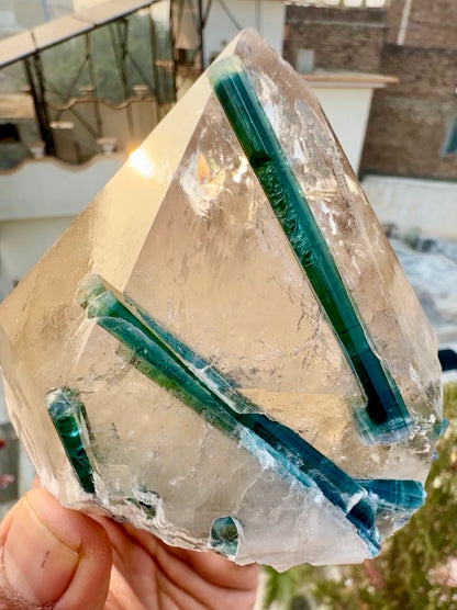 Indicolite Tourmaline on Smoky Quartz from Afghanistan, 677 gram