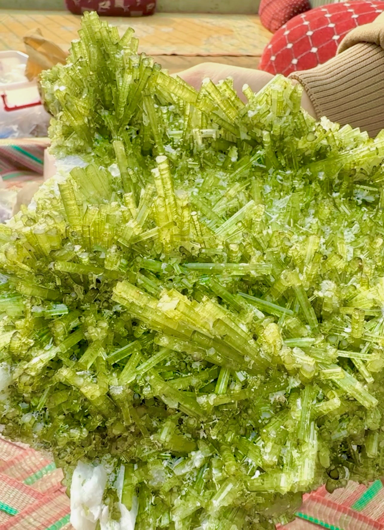 Green Tourmaline Crystals Cluster on matrix from Chapu Mine Pakistan, 3418 gram