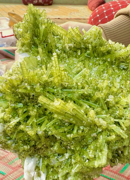 Green Tourmaline Crystals Cluster on matrix from Chapu Mine Pakistan, 3418 gram