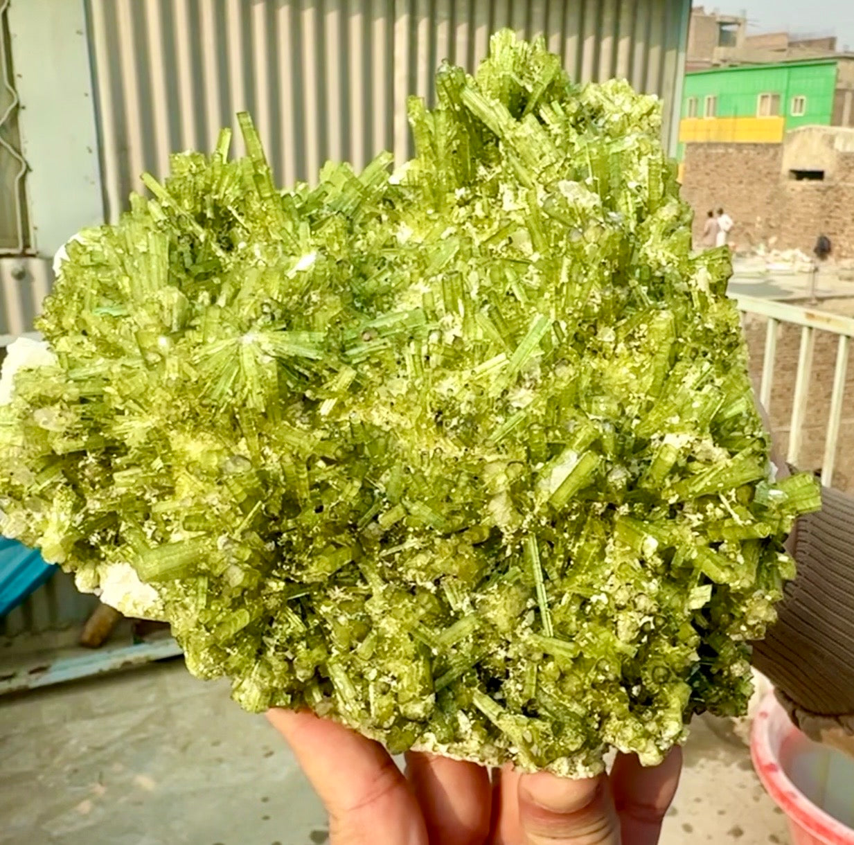 Green Tourmaline Crystals Cluster on matrix from Chapu Mine Pakistan, 3418 gram
