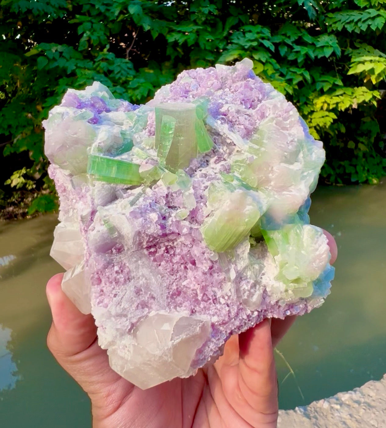 Watermelon Tourmaline Crystals with Lepidolite and Quartz from Paprok, 1300 gram