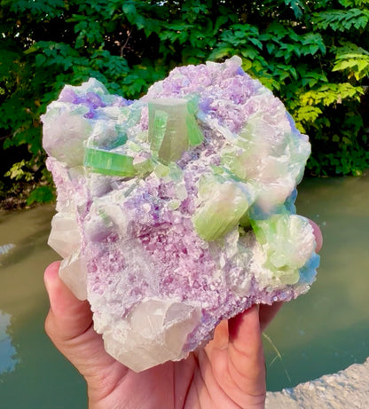 Watermelon Tourmaline Crystals with Lepidolite and Quartz from Paprok, 1300 gram
