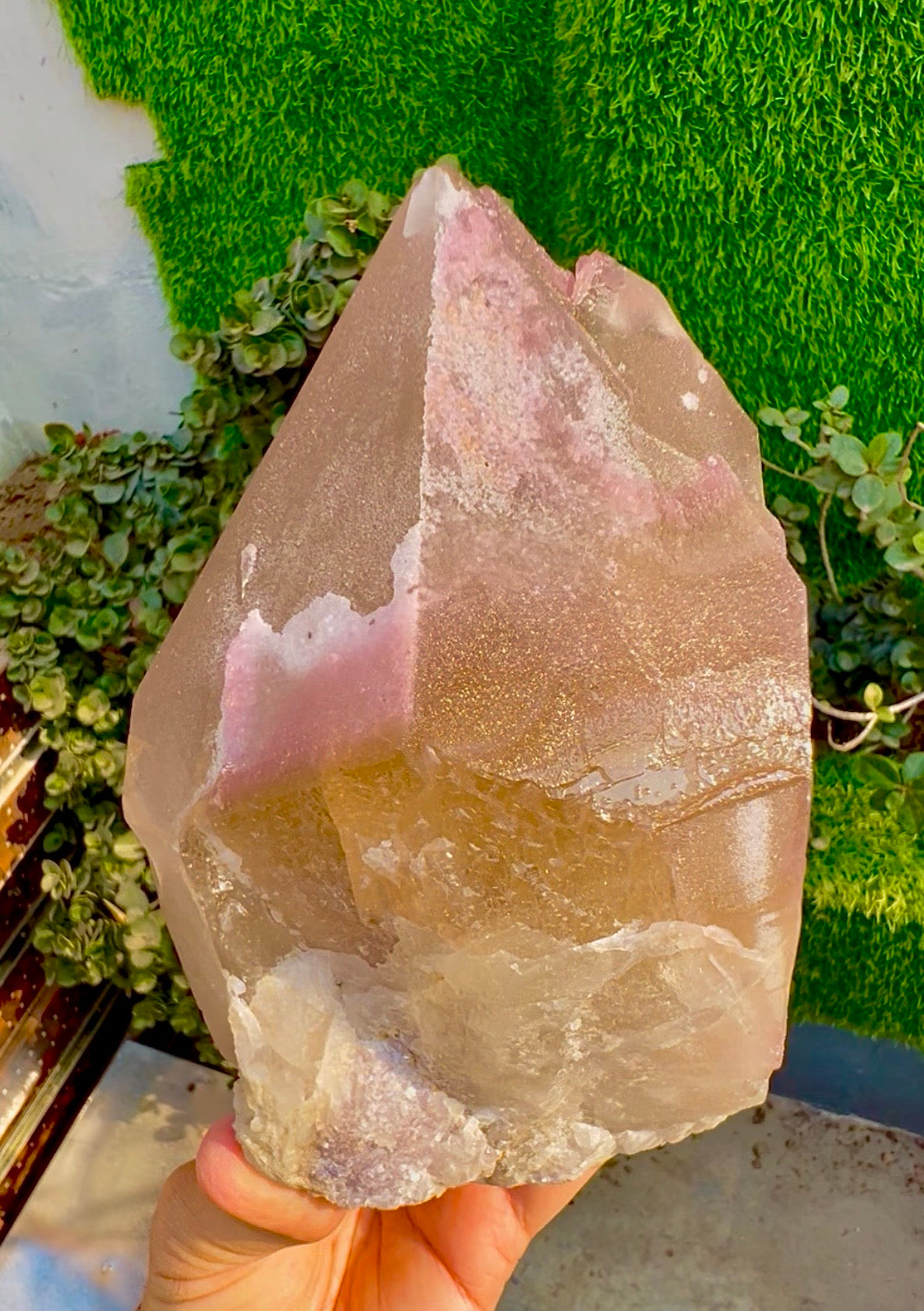 Crystallized Rose Quartz with Tourmaline on Smoky Quartz from Afghanistan, 2025 gram