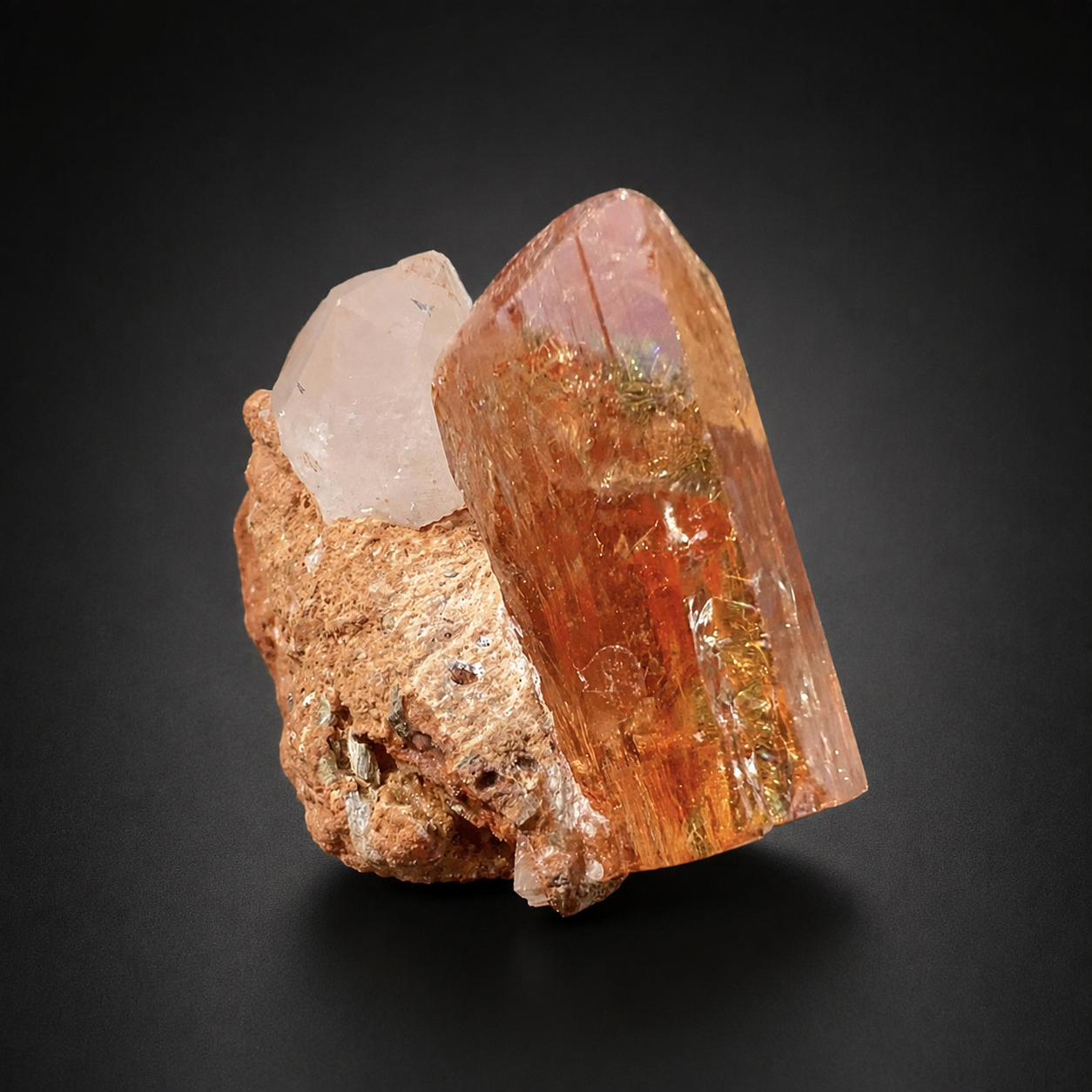 Natural Golden Topaz Crystal on Matrix from Katlang Pakistan, 59 gram