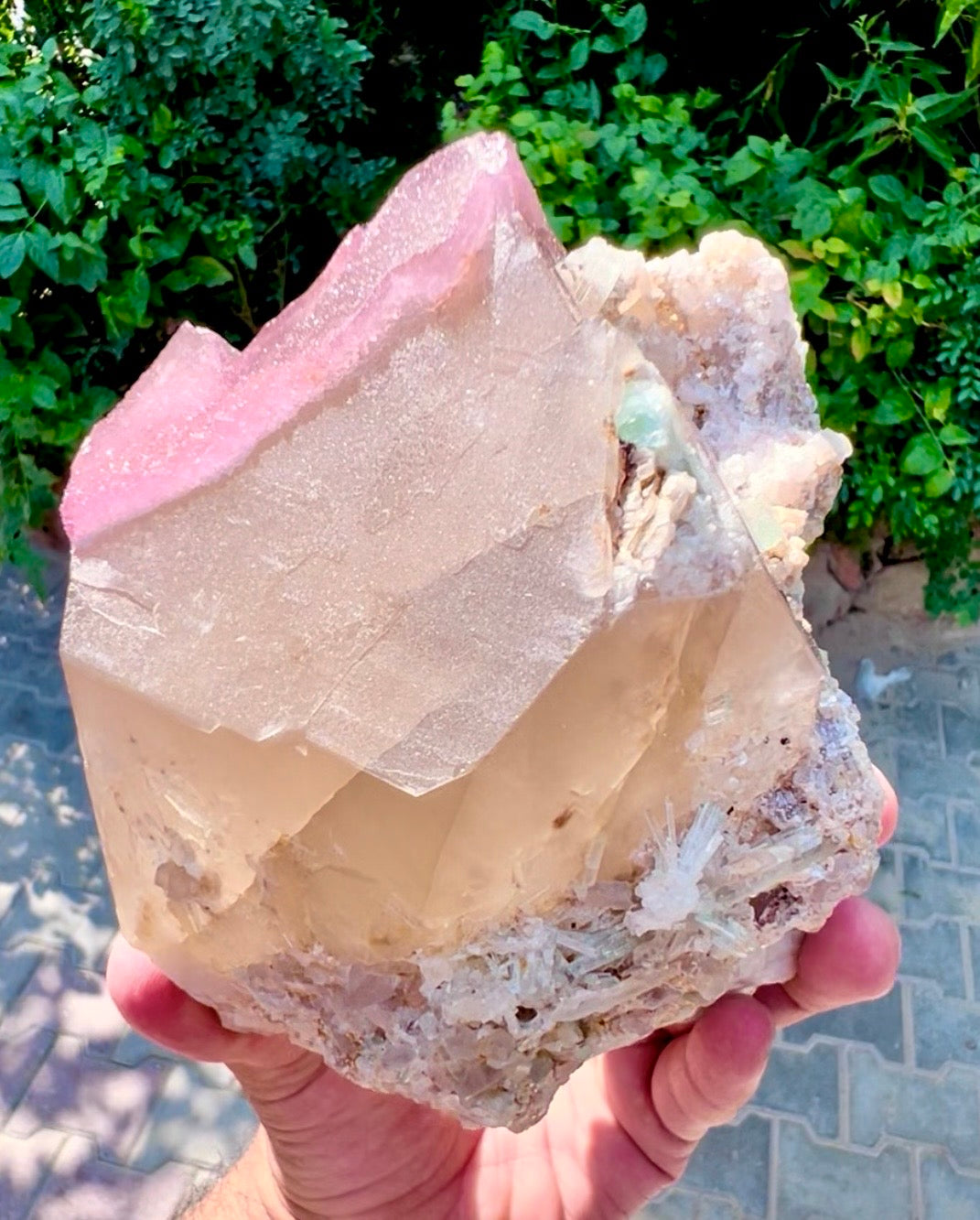 Crystallized Rose Quartz with Tourmaline on Smoky Quartz from Afghanistan, 1830 gram