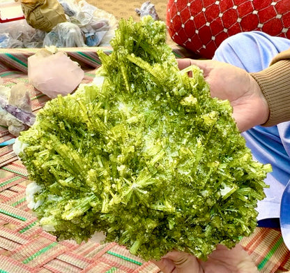 Green Tourmaline Crystals Cluster on matrix from Chapu Mine Pakistan, 3418 gram
