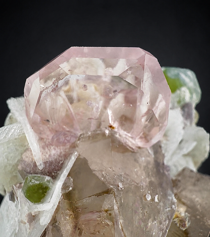 Morganite, Green Apatite, Smoky Quartz ans Clevelandite Albite Combo Specimen from Afghanistan, 266 gram
