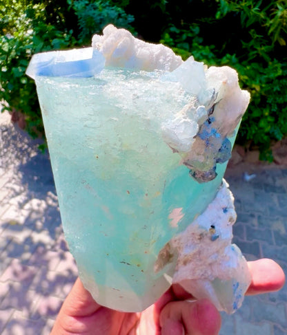 Aquamarine with Blue Indicolite Quartz and Albite from Afghanistan, 1277 gram