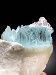 Bicolor Beryl, AquaMorganite on Feldspar, Morganite var Aquamarine with Etched Terminations, AquaMorganite Specimen - 168 gram