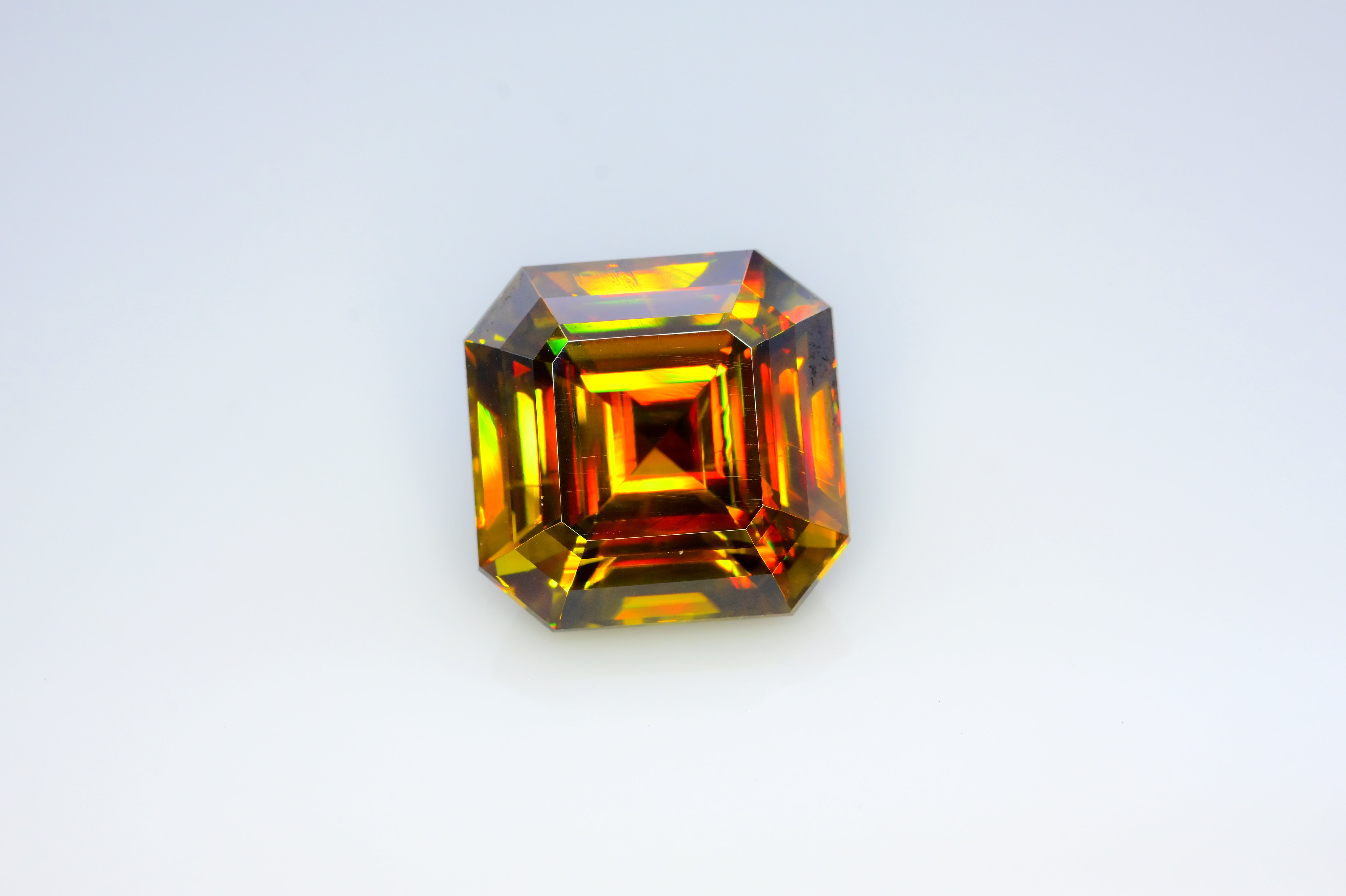 Sparkling Full Fire Titanite Sphene Gemstone, Loose Gemstone, Asscher Cut Faceted Rare Sphene - 28 CT