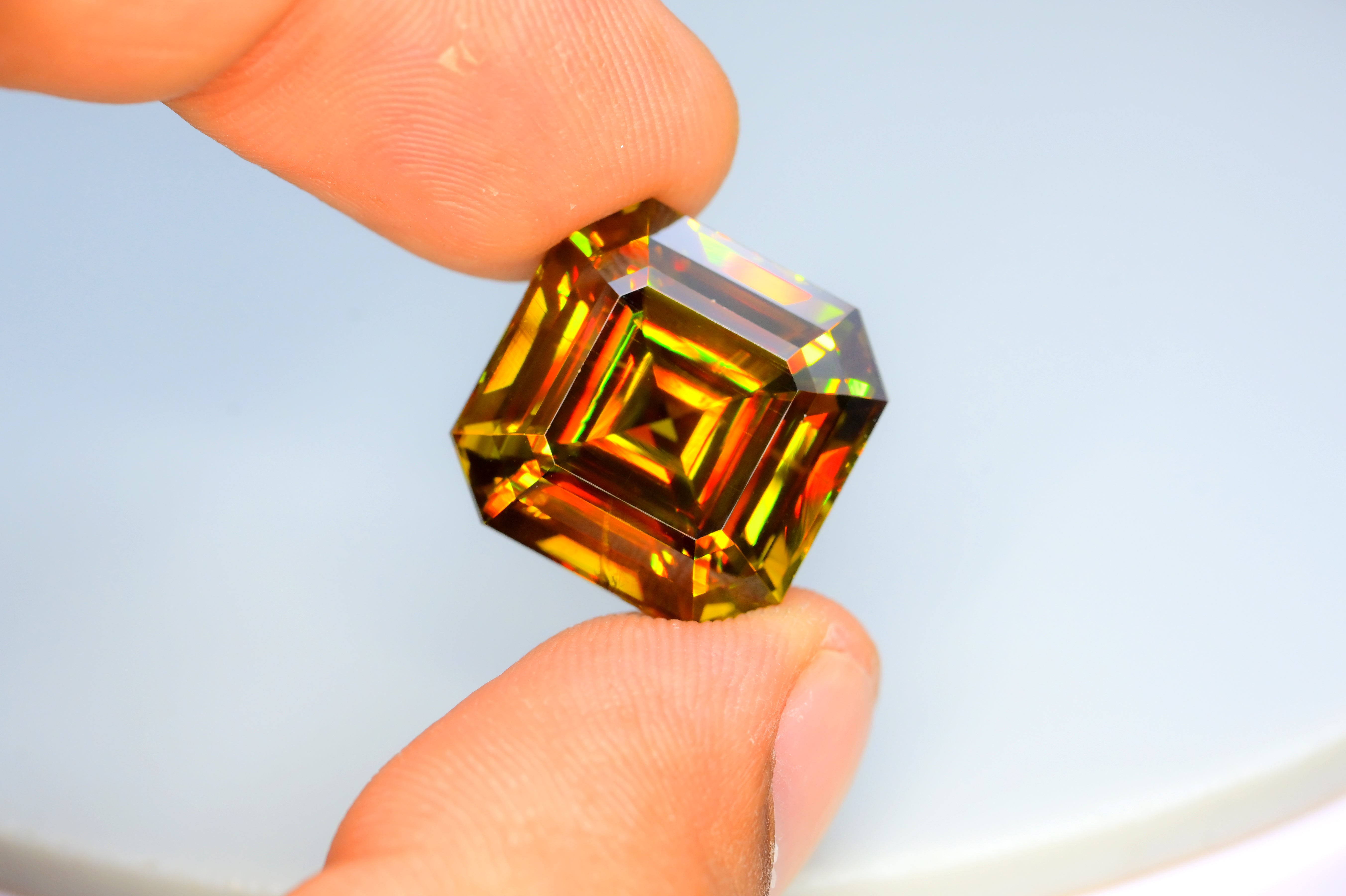 Sparkling Full Fire Titanite Sphene Gemstone, Loose Gemstone, Asscher Cut Faceted Rare Sphene - 28 CT