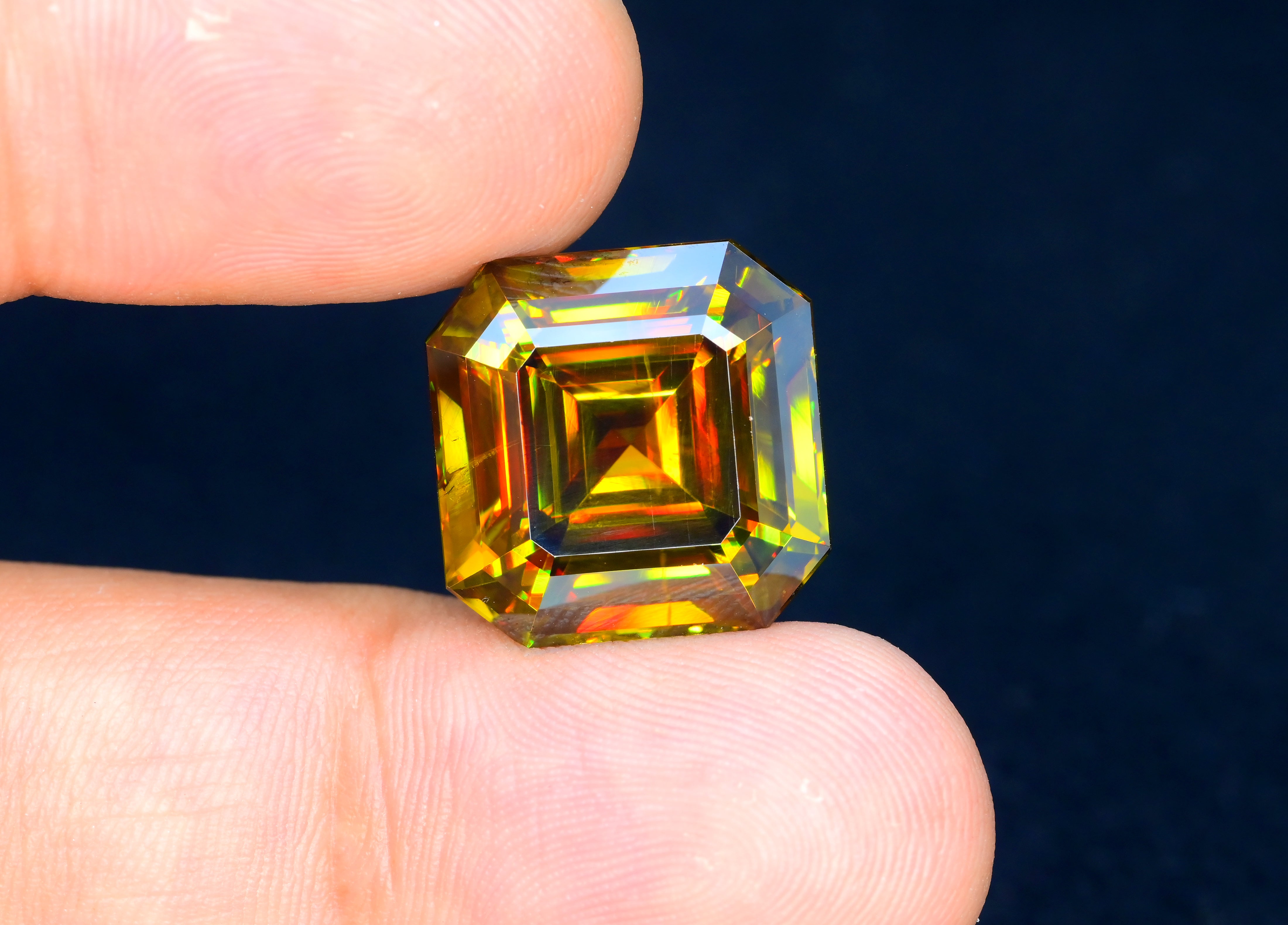 Sparkling Full Fire Titanite Sphene Gemstone, Loose Gemstone, Asscher Cut Faceted Rare Sphene - 28 CT