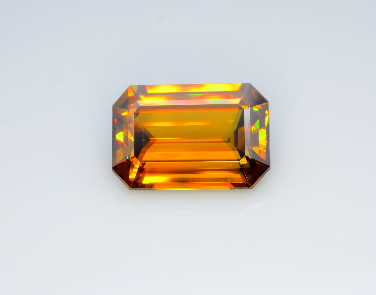 Sparkling Full Fire Titanite Sphene Gemstone, Loose Gemstone, Emerald Cut Faceted Rare Sphene - 14.20 CT