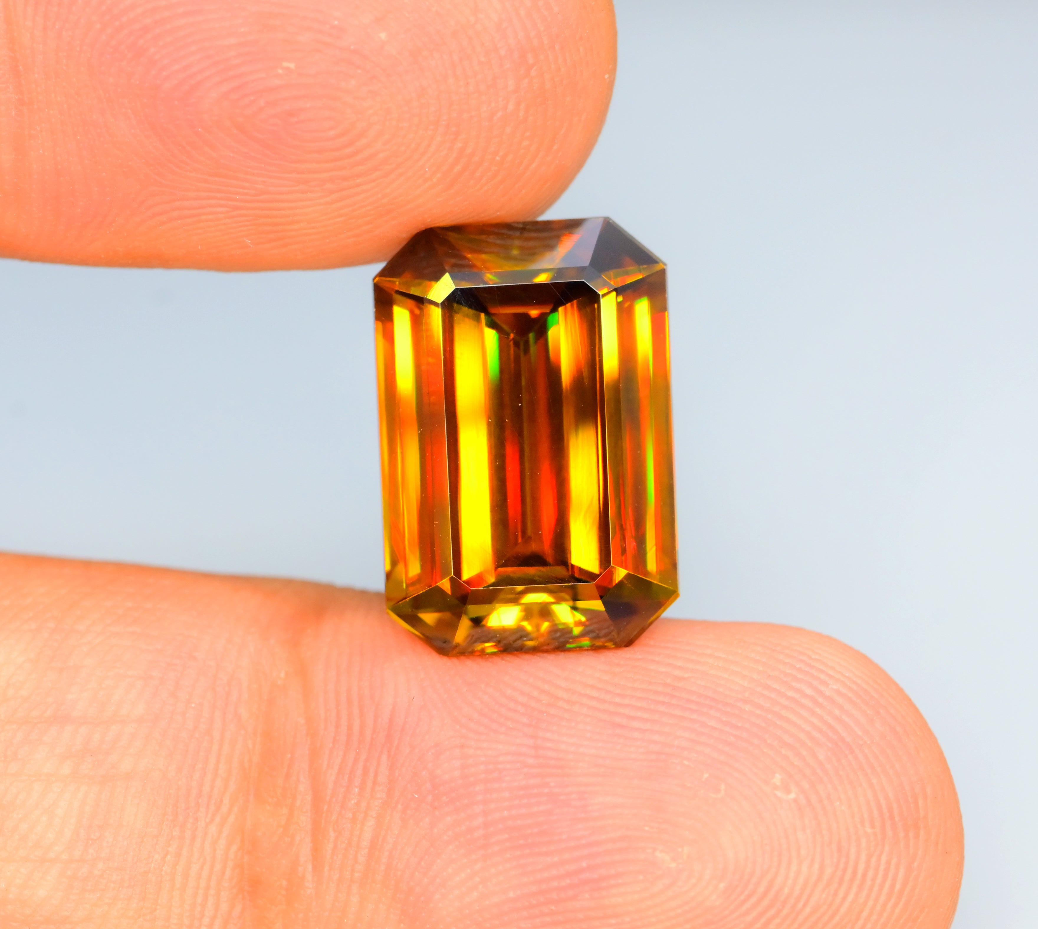 Sparkling Full Fire Titanite Sphene Gemstone, Loose Gemstone, Emerald Cut Faceted Rare Sphene - 14.20 CT