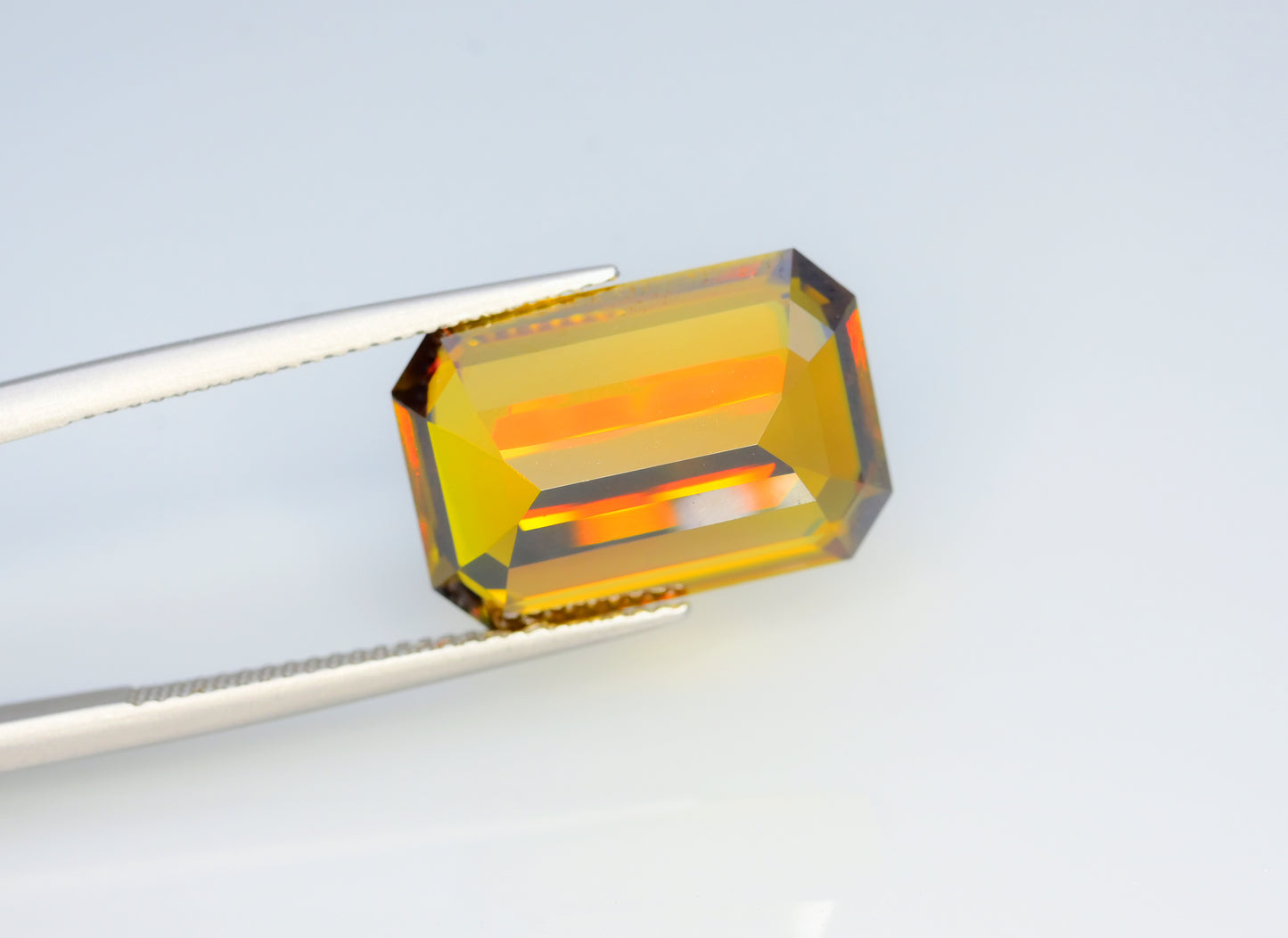 Sparkling Full Fire Titanite Sphene Gemstone, Loose Gemstone, Emerald Cut Faceted Rare Sphene - 14.20 CT