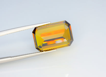 Sparkling Full Fire Titanite Sphene Gemstone, Loose Gemstone, Emerald Cut Faceted Rare Sphene - 14.20 CT