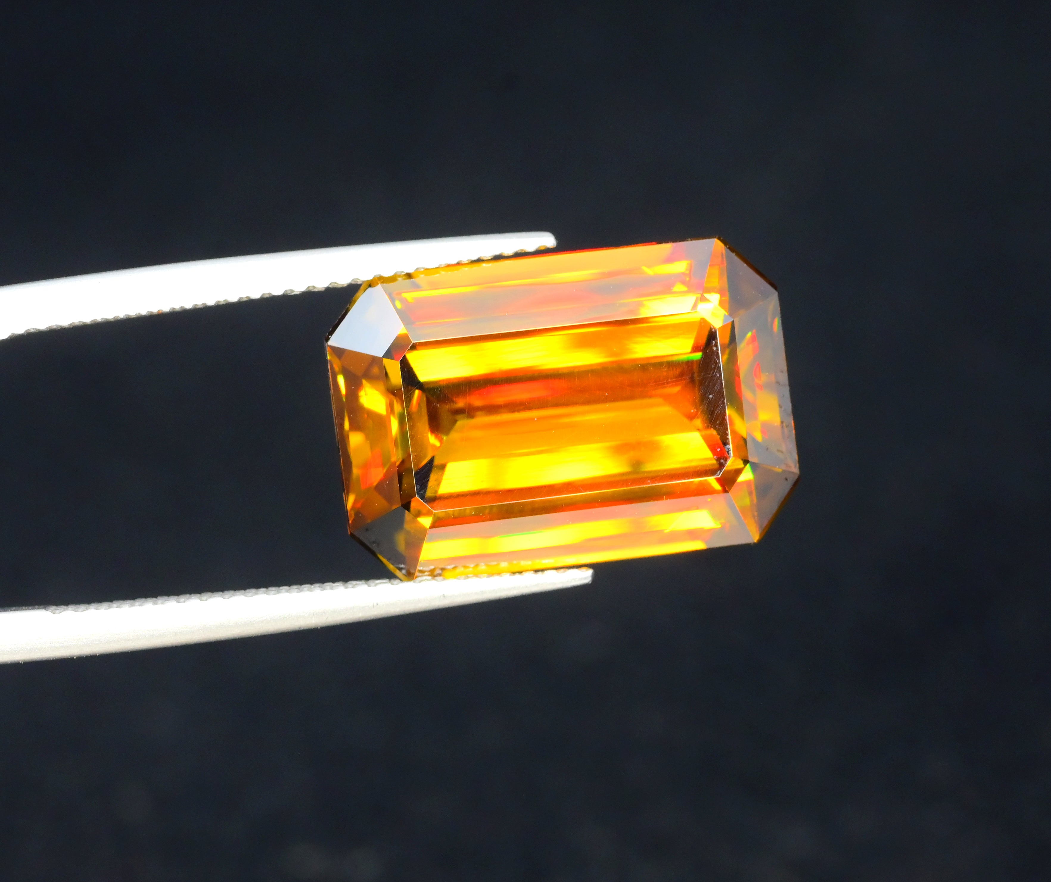 Sparkling Full Fire Titanite Sphene Gemstone, Loose Gemstone, Emerald Cut Faceted Rare Sphene - 14.20 CT