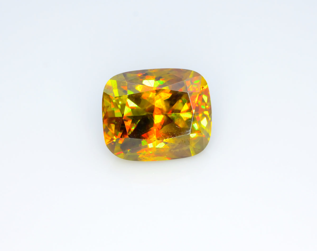 Sparkling Full Fire Titanite Sphene Gemstone, Loose Gemstone, Cusshion Cut Faceted Rare Sphene - 8.70 CT